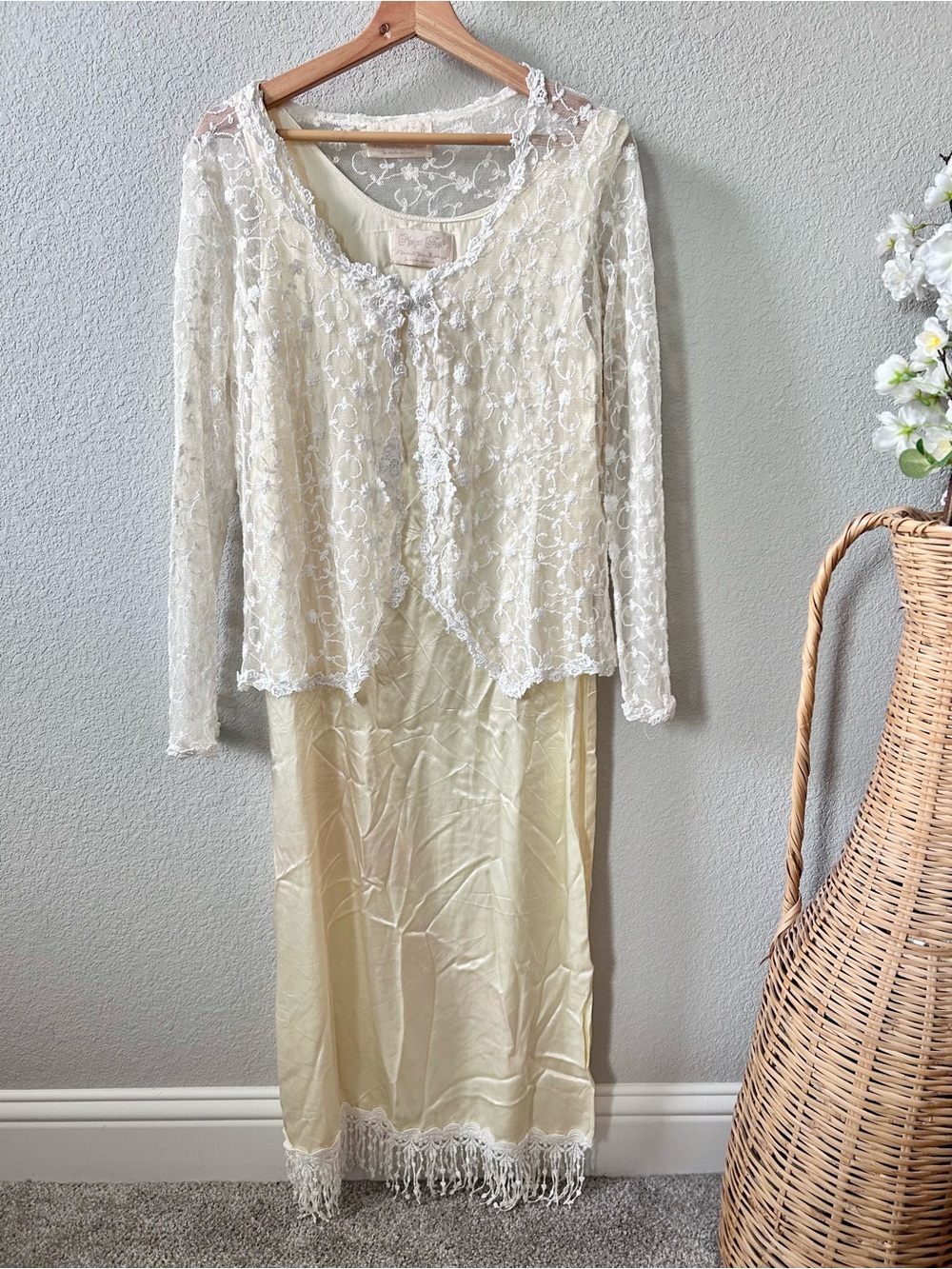 Vintage Wedding Dress, Margot Too, Yellow, White Made in USA